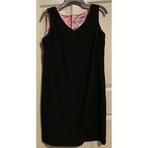 Danny & Nicole Dress Black Pinstripe Career Corporate Office Work Dark Academia